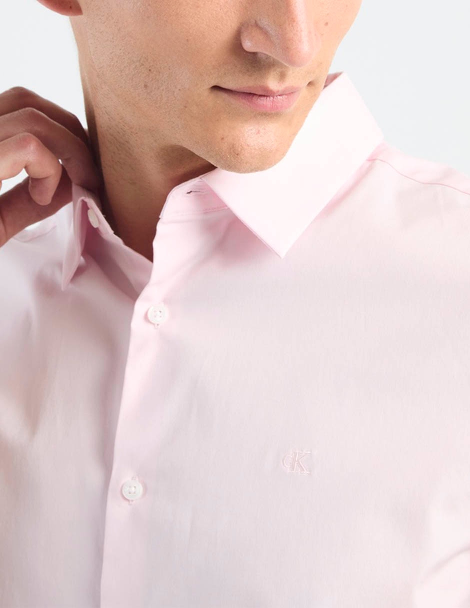Camisa business casual Calvin Klein de algodón manga corta para hombre