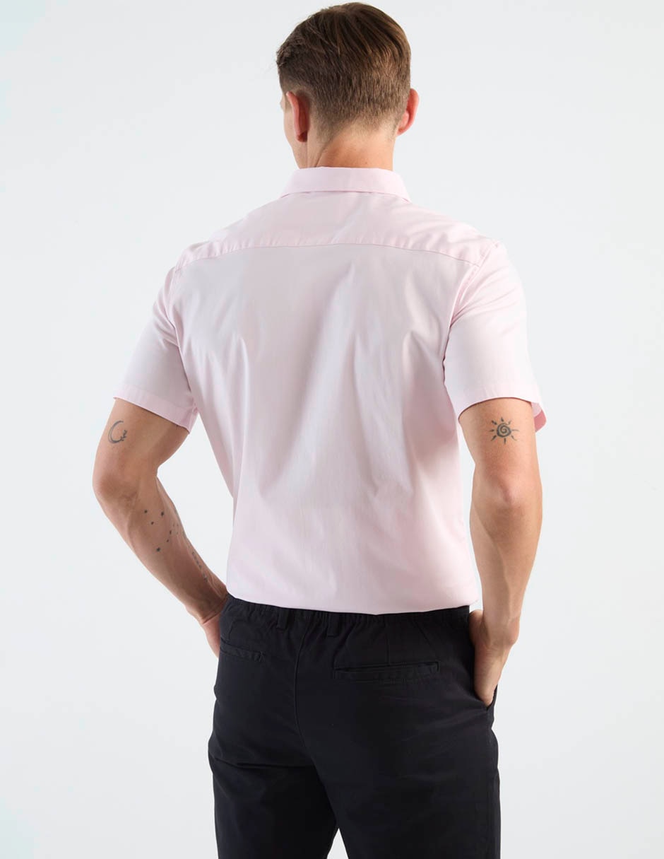 Camisa business casual Calvin Klein de algodón manga corta para hombre