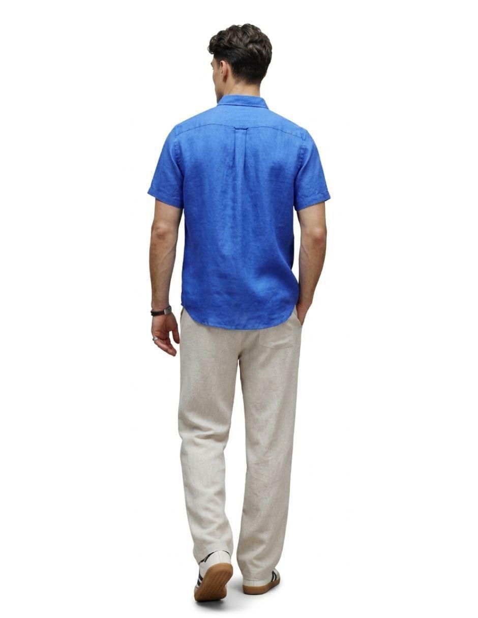 Camisa casual de lino manga corta para hombre