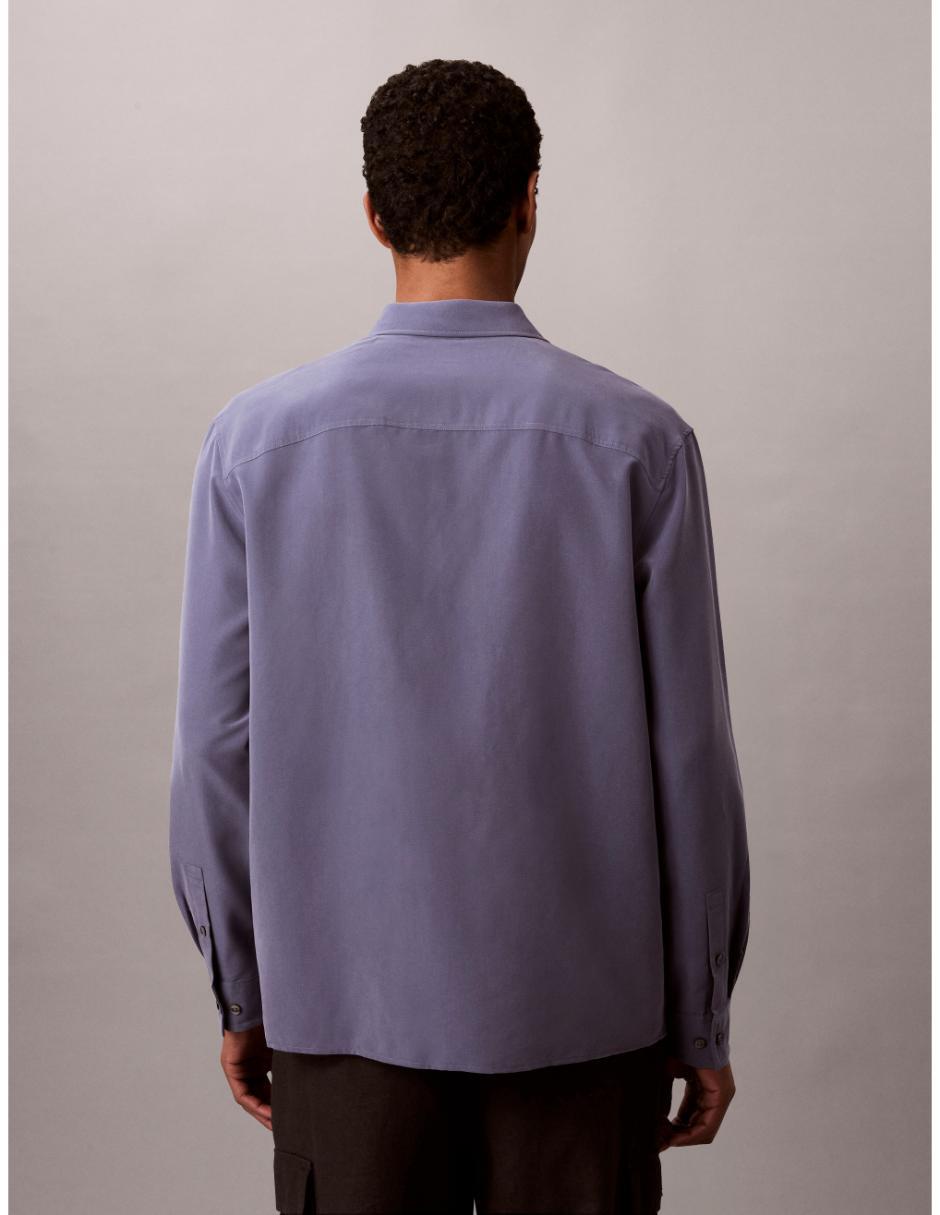Camisa casual calvin klein de modal manga larga para hombre