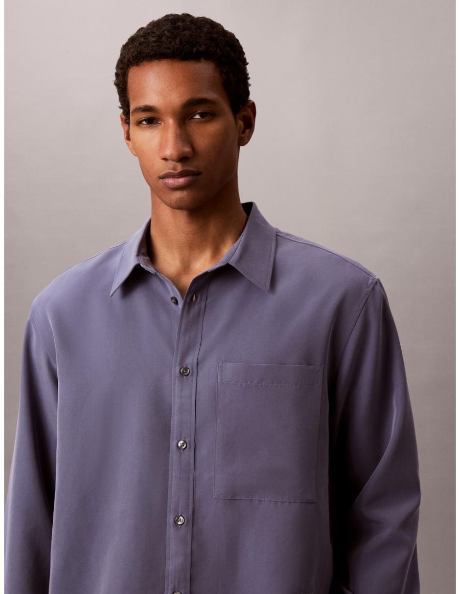 Camisa casual calvin klein de modal manga larga para hombre