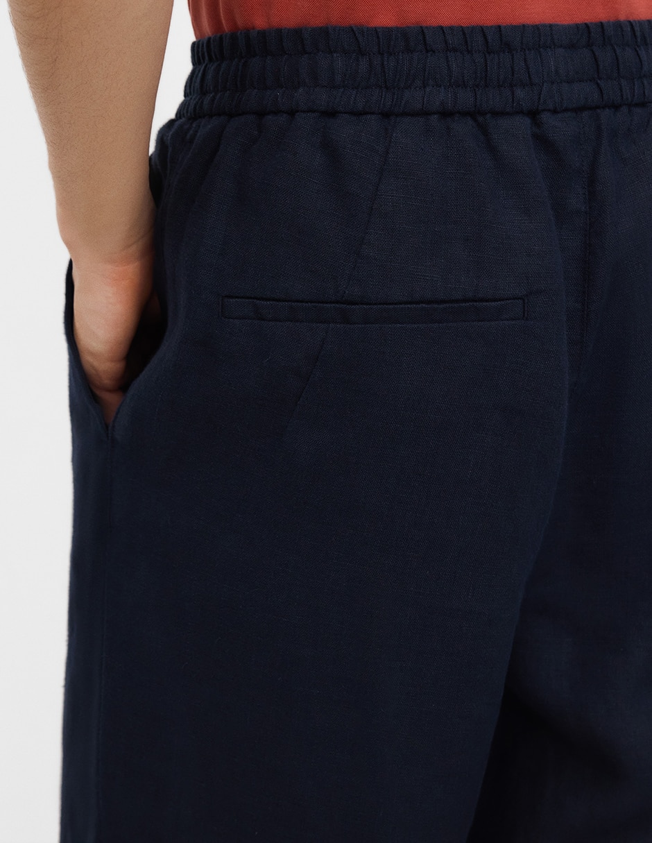 Pantalón casual jogger regular de lino para hombre 3