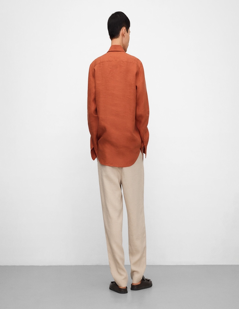 Camisa de lino manga larga para hombre 6