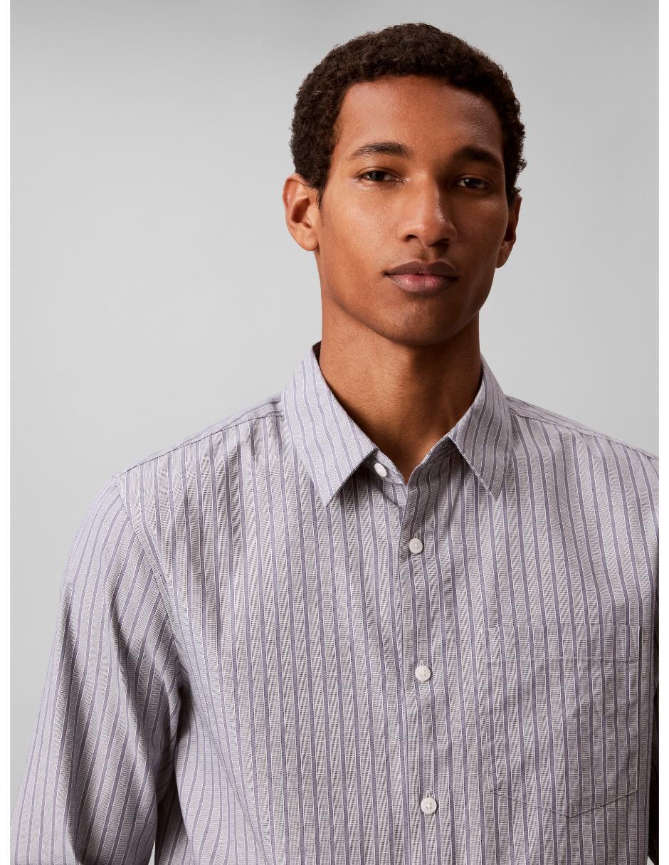 Camisa casual calvin klein de algodón manga larga para hombre