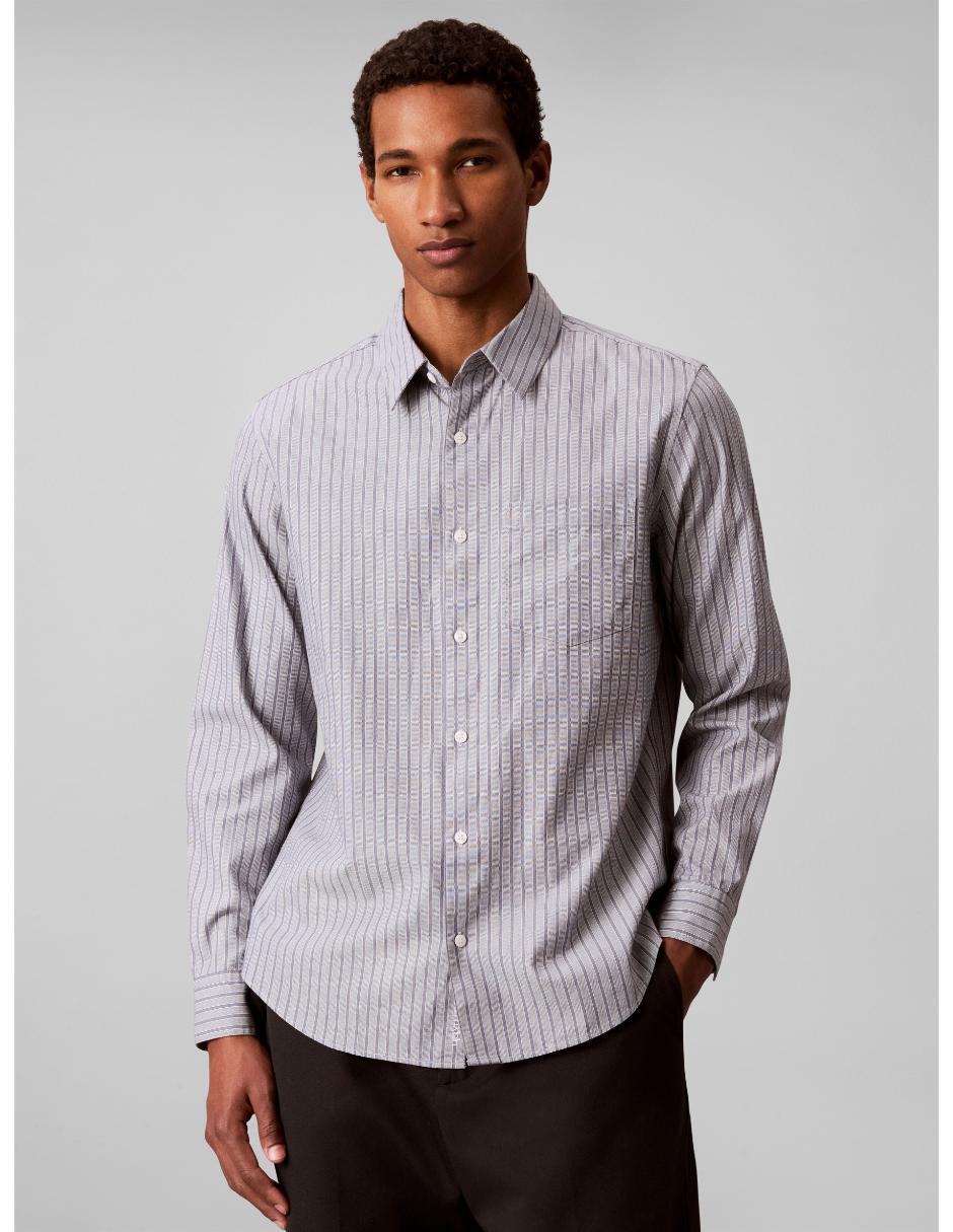 Camisa casual calvin klein de algodón manga larga para hombre