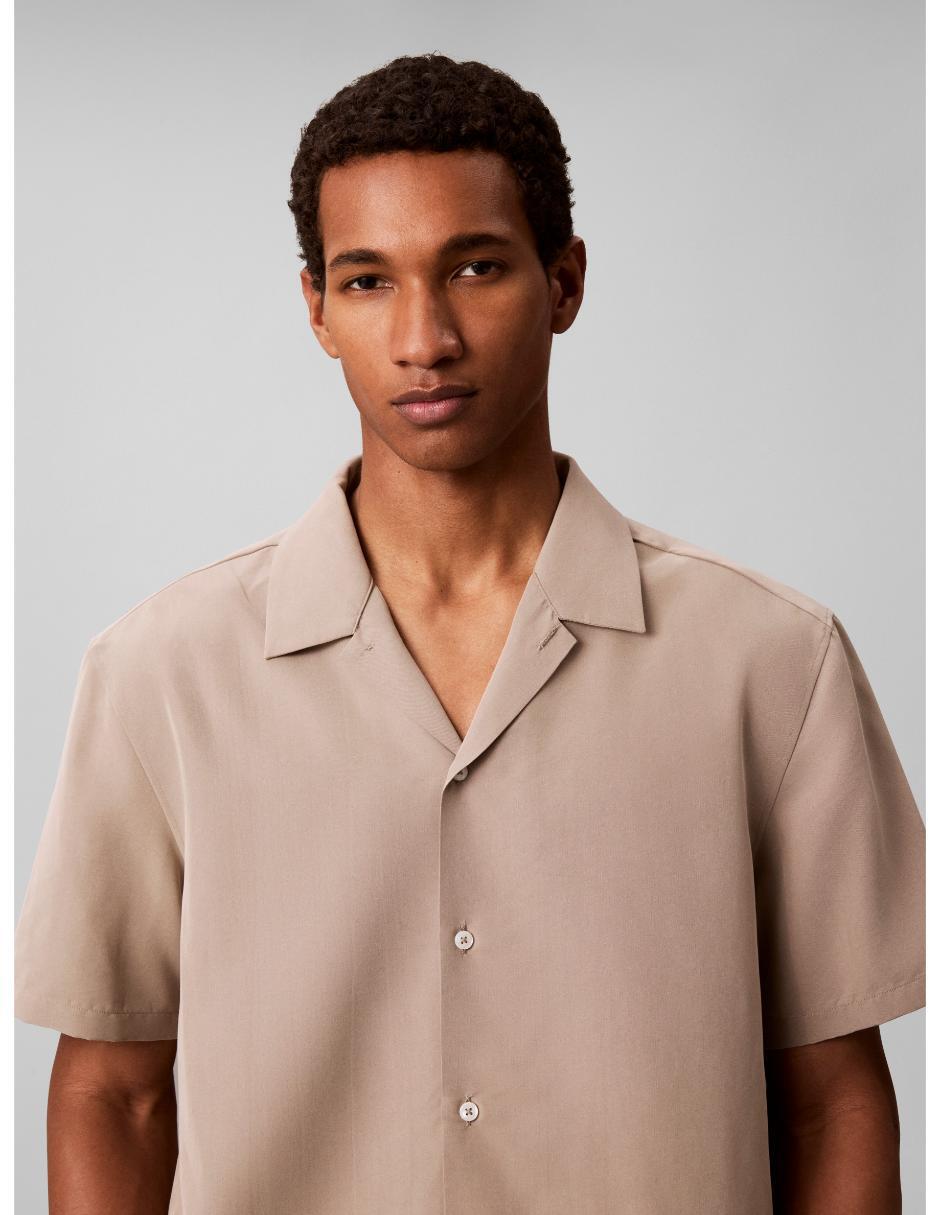 Camisa casual calvin klein de modal manga corta para hombre