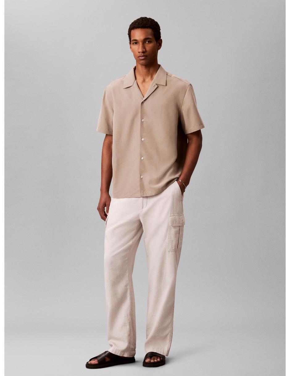 Camisa casual calvin klein de modal manga corta para hombre