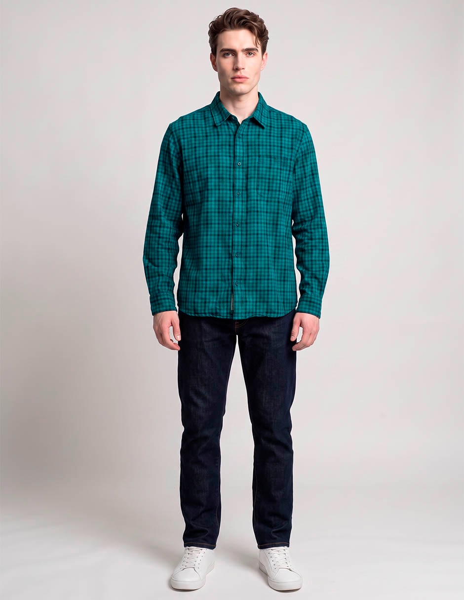 Camisa casual de algodón manga larga para hombre
