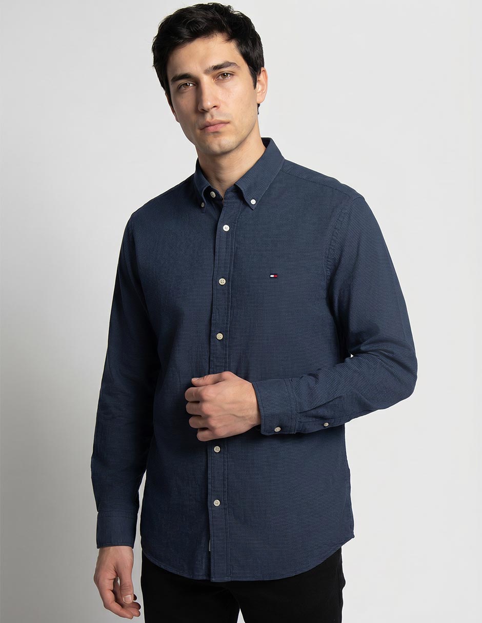 Camisa casual de algodón manga larga para hombre