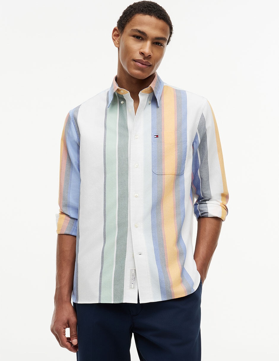 Camisa casual de algodón manga larga para hombre