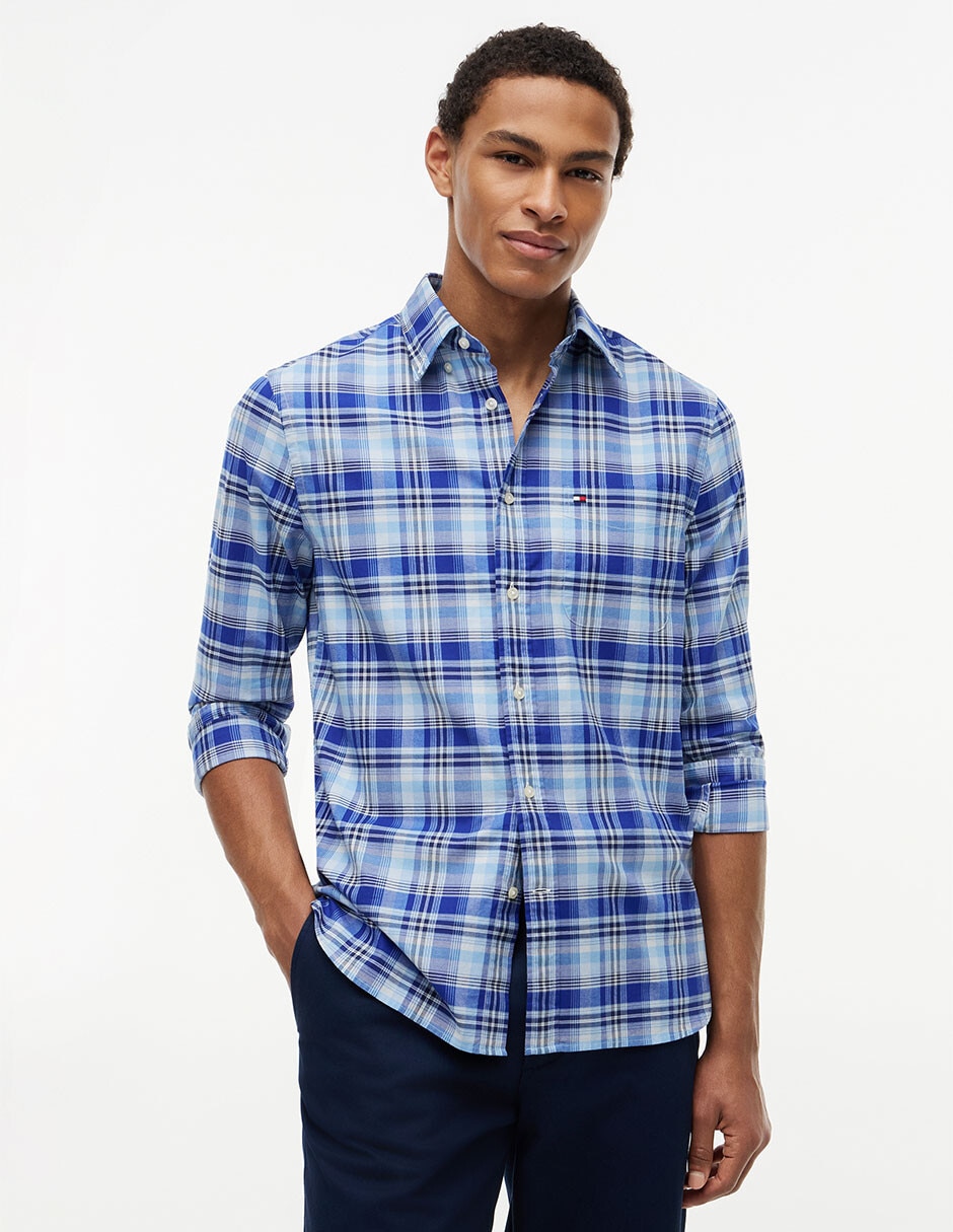 Camisa casual de algodón manga larga para hombre