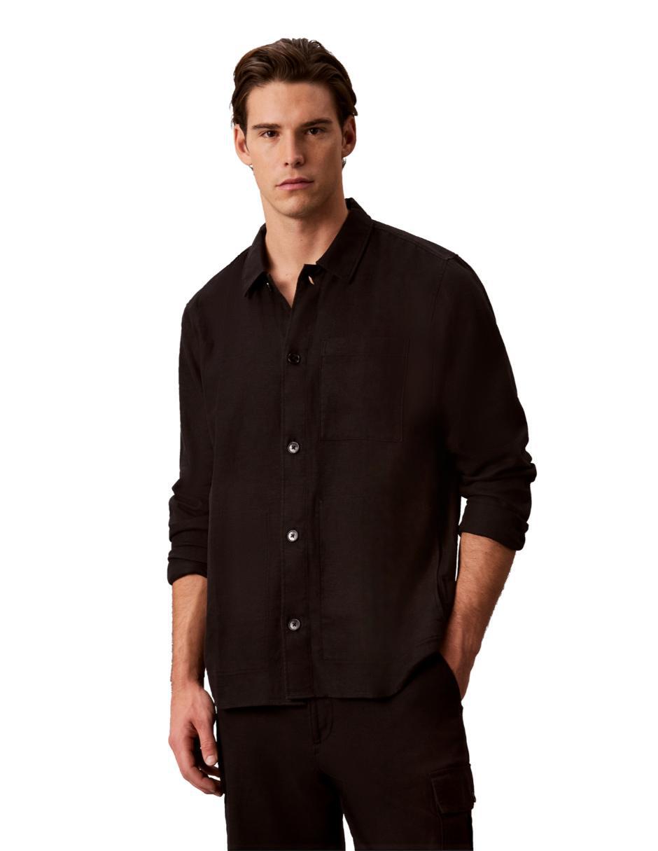 Camisa casual de lino y algodón manga larga para hombre