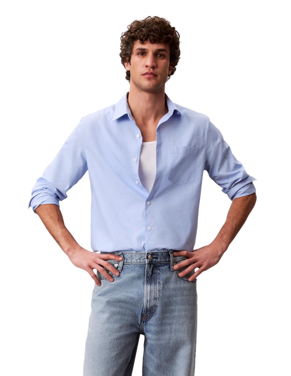 Camisa casual Calvin Klein de algodón manga larga para hombre
