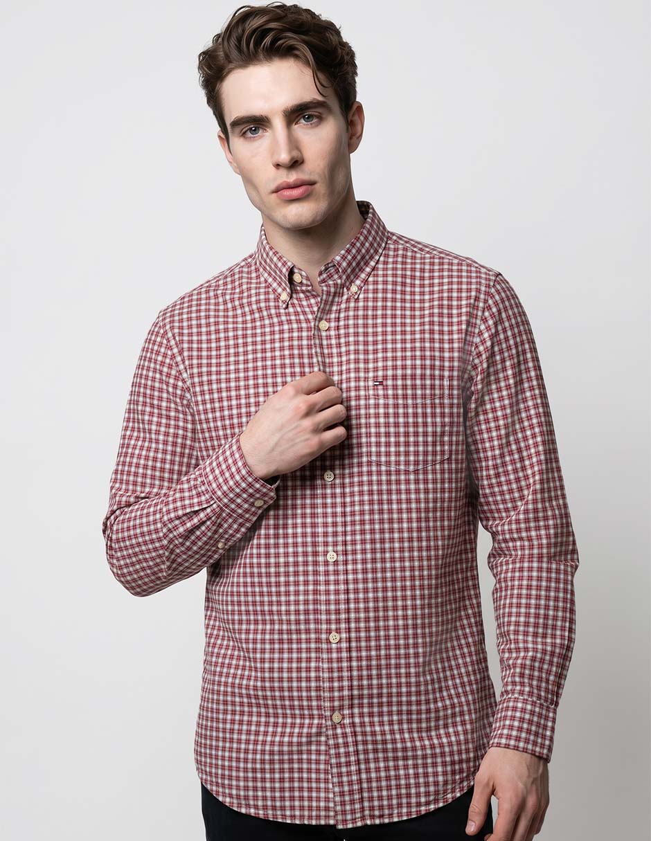 Camisa casual Tommy de algodón manga larga para hombre