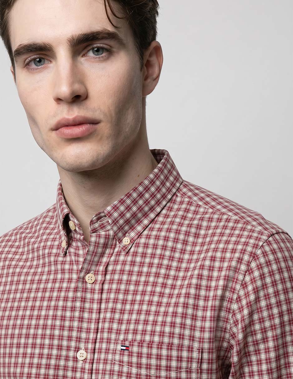Camisa casual Tommy de algodón manga larga para hombre