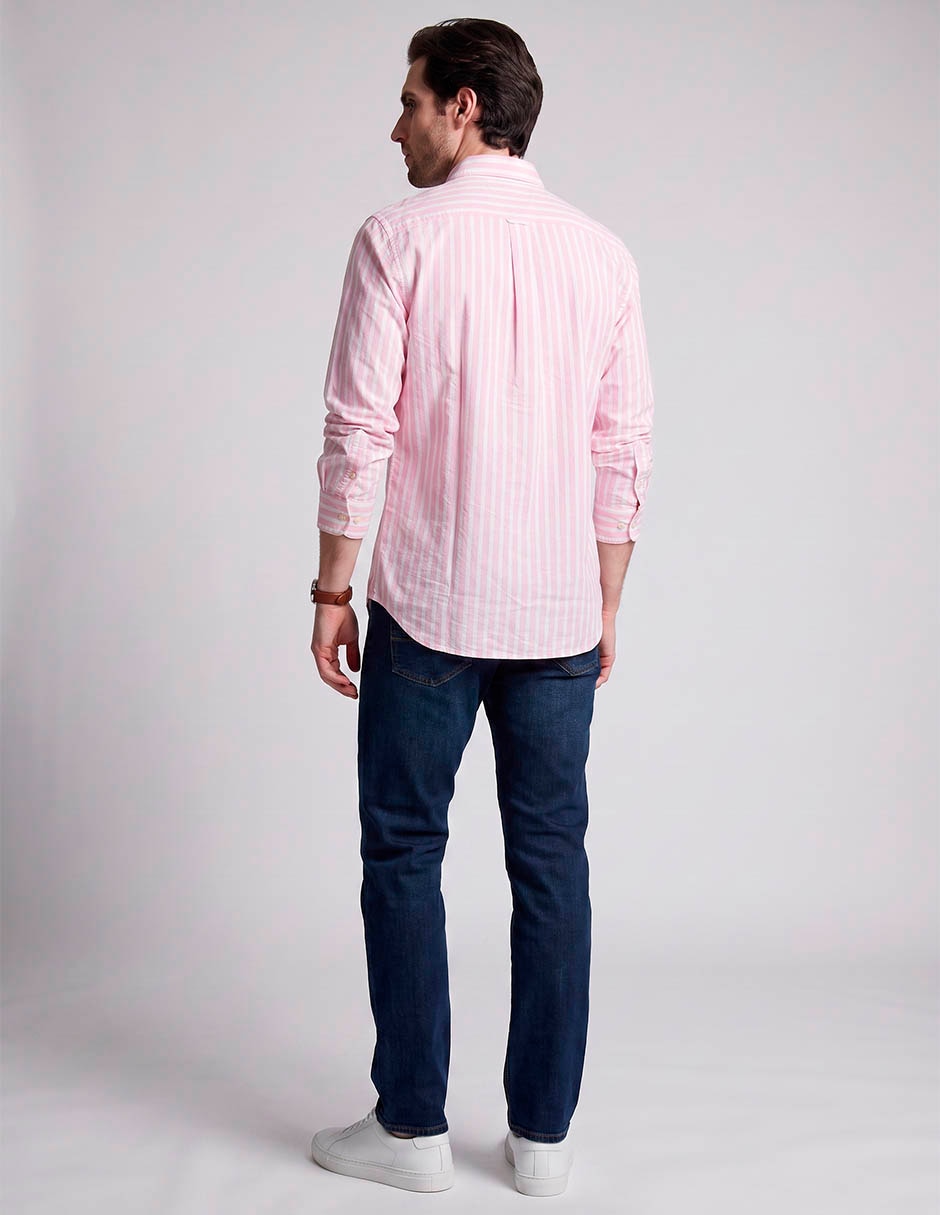 Camisa casual hilfiger de algodón manga larga para hombre 4