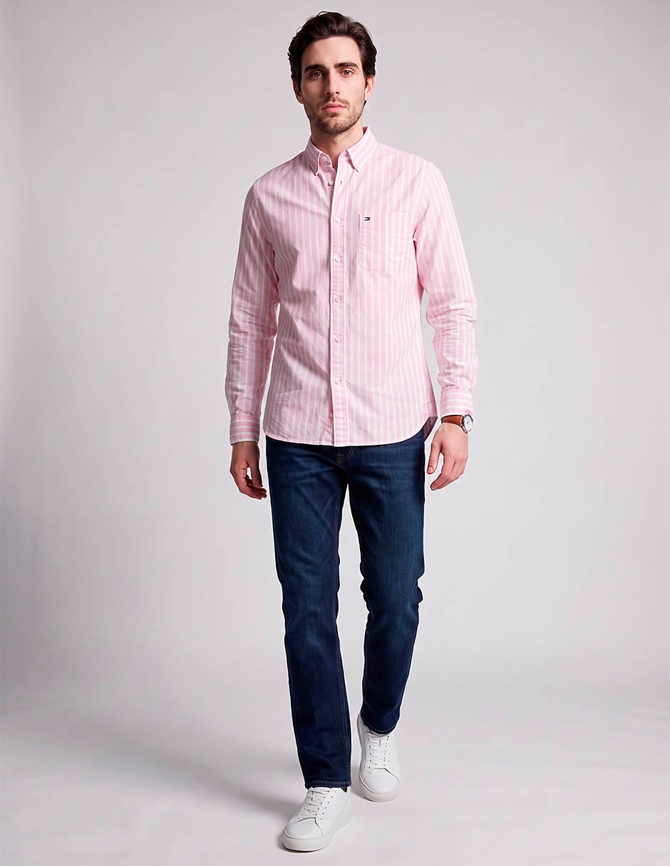 Camisa casual hilfiger de algodón manga larga para hombre 3