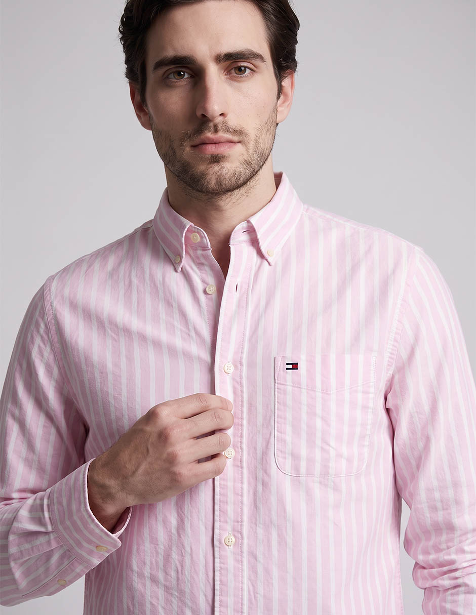Camisa casual hilfiger de algodón manga larga para hombre 2