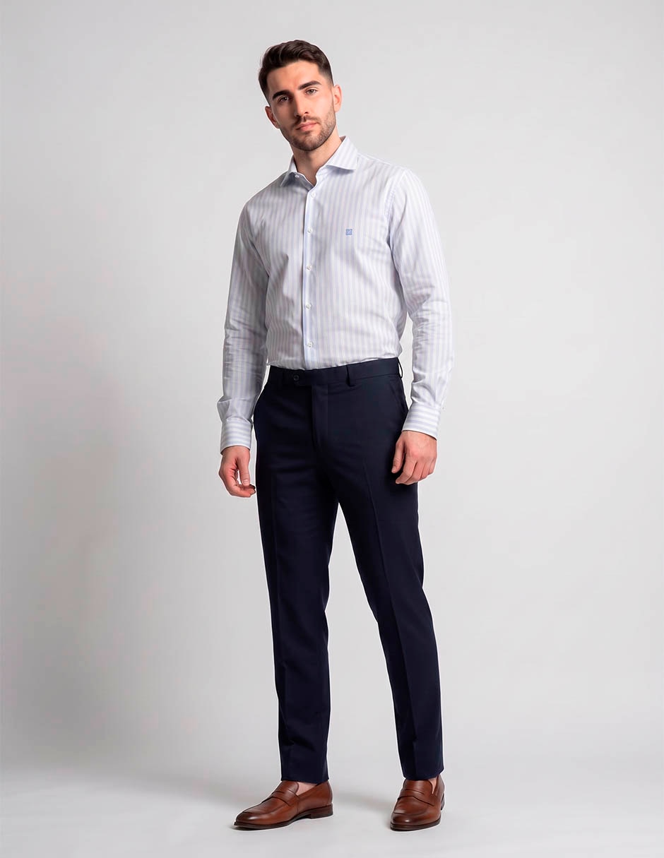 Camisa business casual manga larga para hombre
