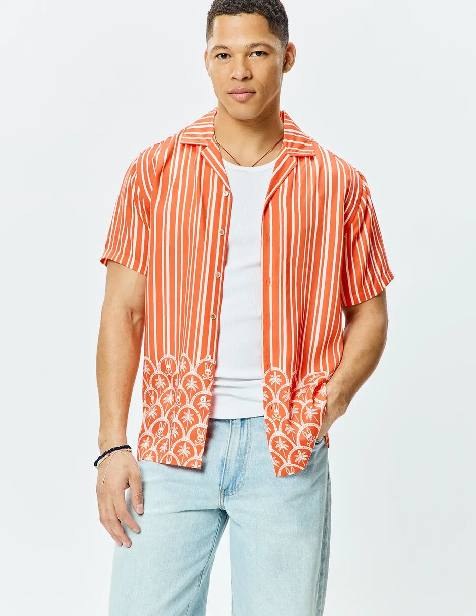 Camisa casual psycho bunny de lyocell manga corta para hombre