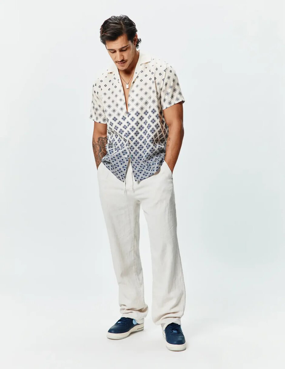 Camisa business casual de lyocell manga corta para hombre 2