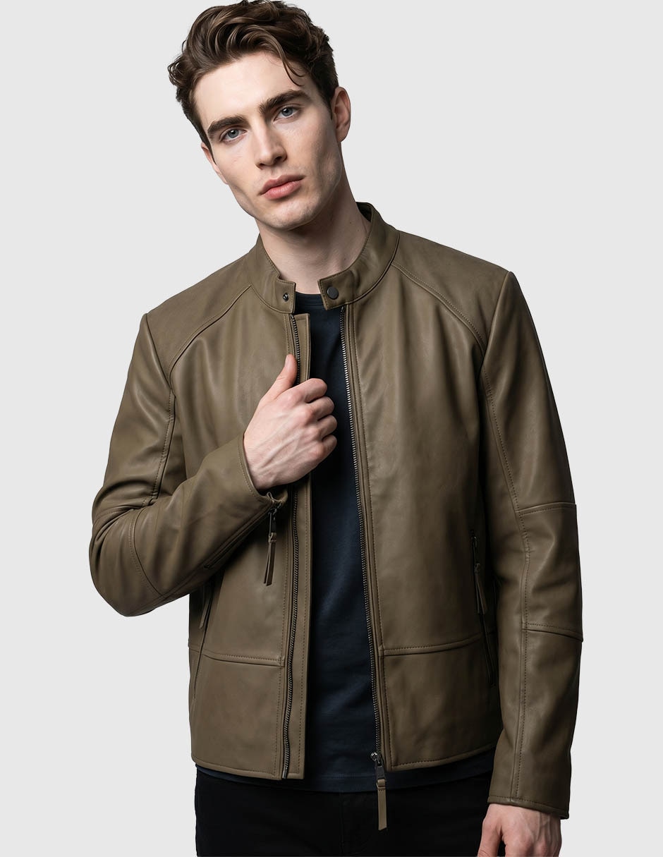 Chamarra Hugo de piel para hombre