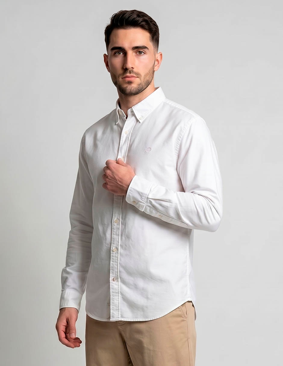 Camisa casual de algodón manga larga para hombre