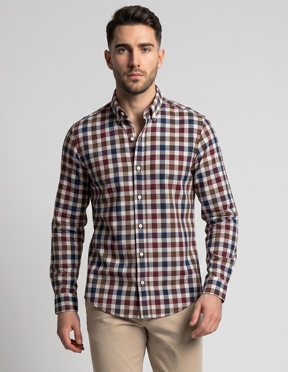 Camisa casual de algodón manga larga para hombre Camisa casual de algodón manga larga para hombre
