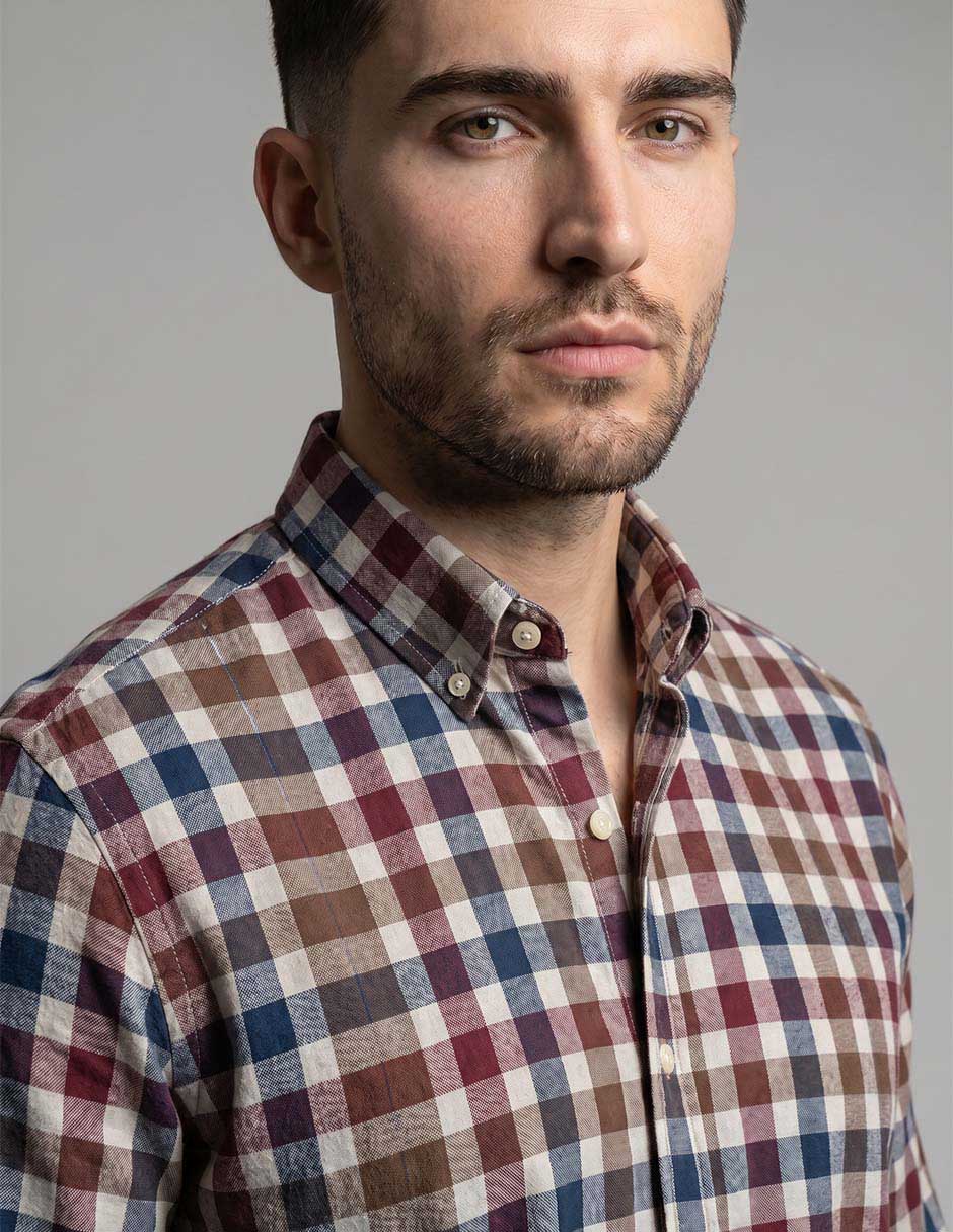 Camisa casual de algodón manga larga para hombre 4