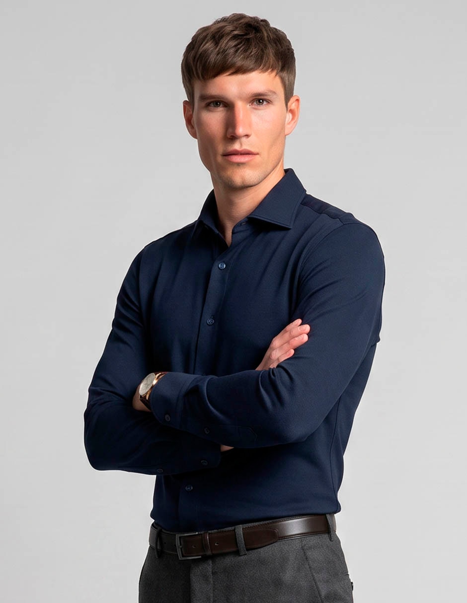 Camisa business casual manga larga para hombre