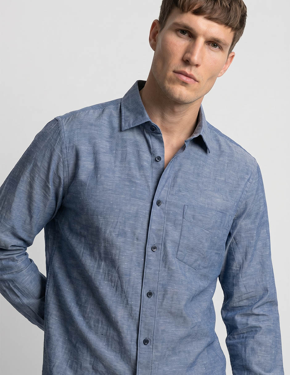 Camisa casual scappino manga larga para hombre