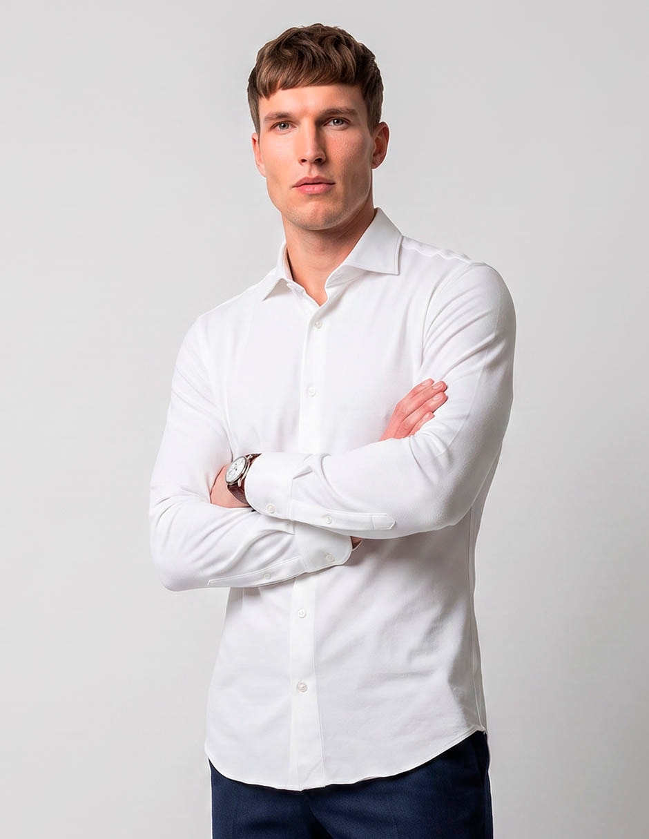 Camisa business casual manga larga para hombre 1