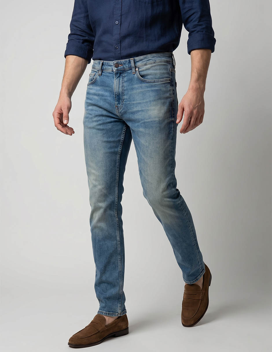 Jeans slim deslavado para hombre