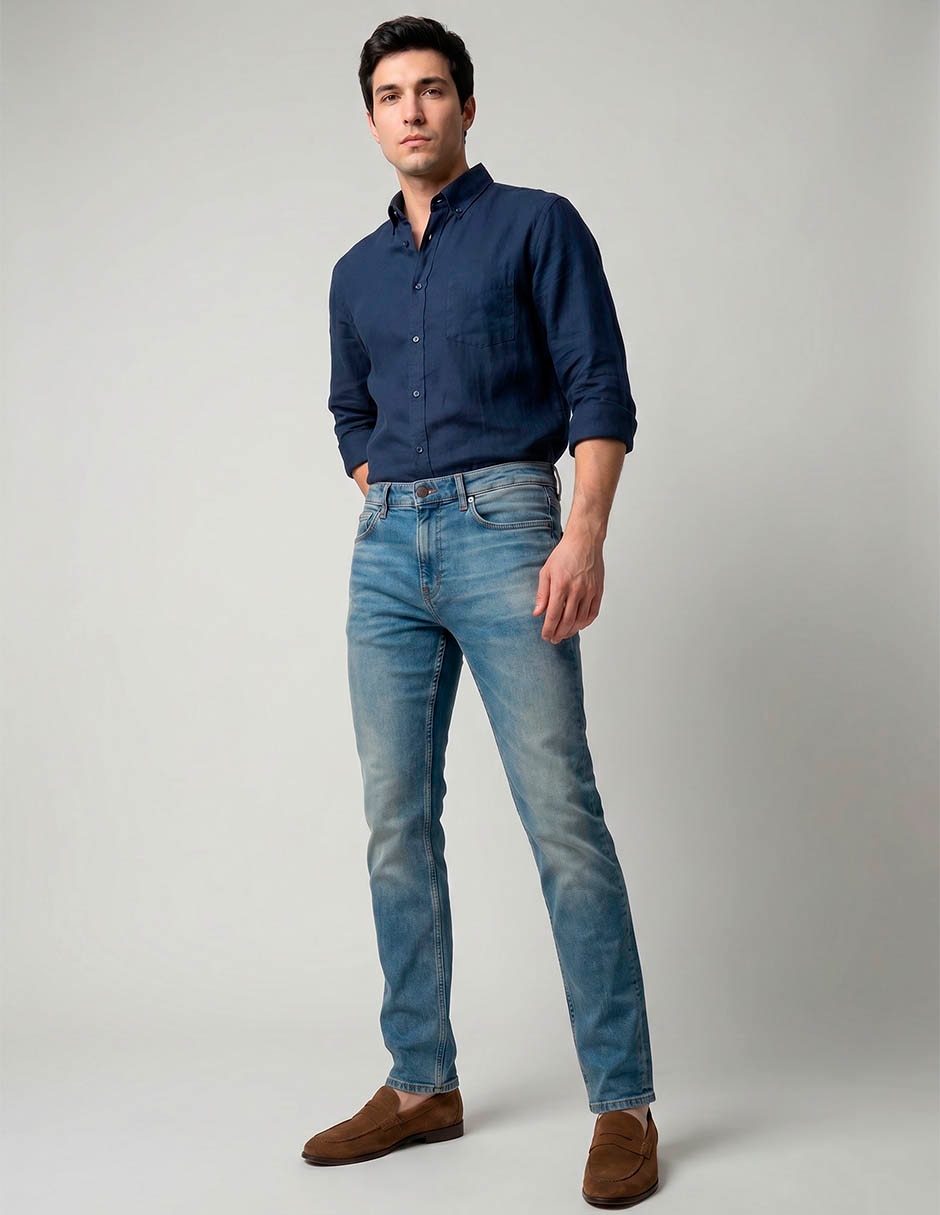 Jeans slim deslavado para hombre 3