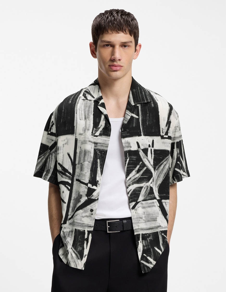 Sobrecamisa casual hugo de algodón manga corta para hombre