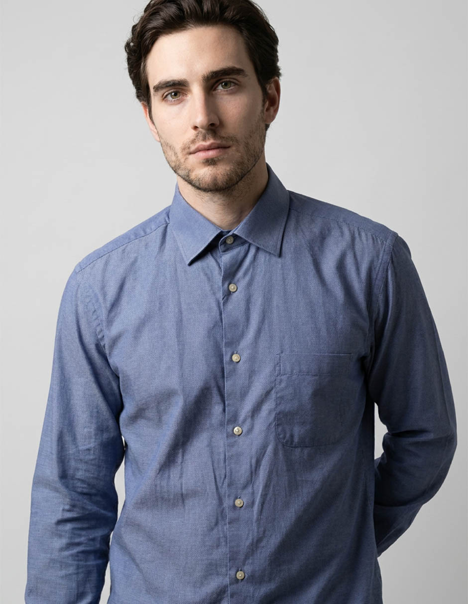 Camisa scappino de algodón manga larga para hombre