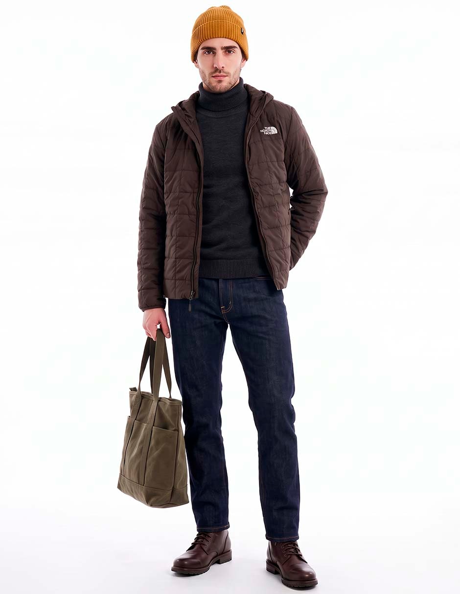 Chamarra casual capucha y bolsillos para hombre