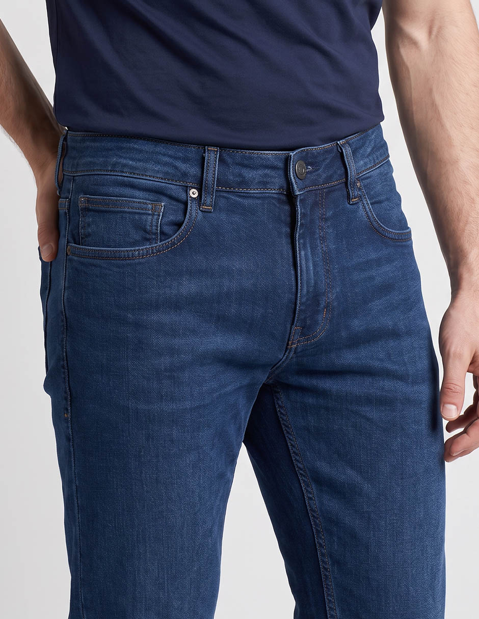 Jeans straight lavado medio para hombre 3