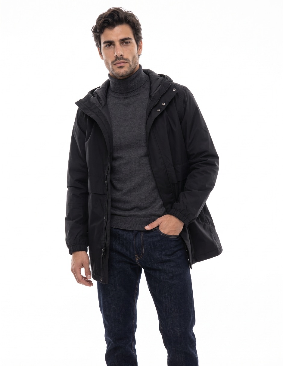 Chamarra parka impermeable con capucha para hombre