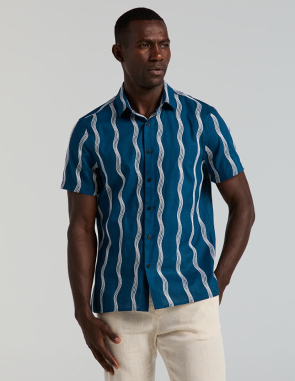 Camisa casual de lino manga corta para hombre Camisa casual de lino manga corta para hombre