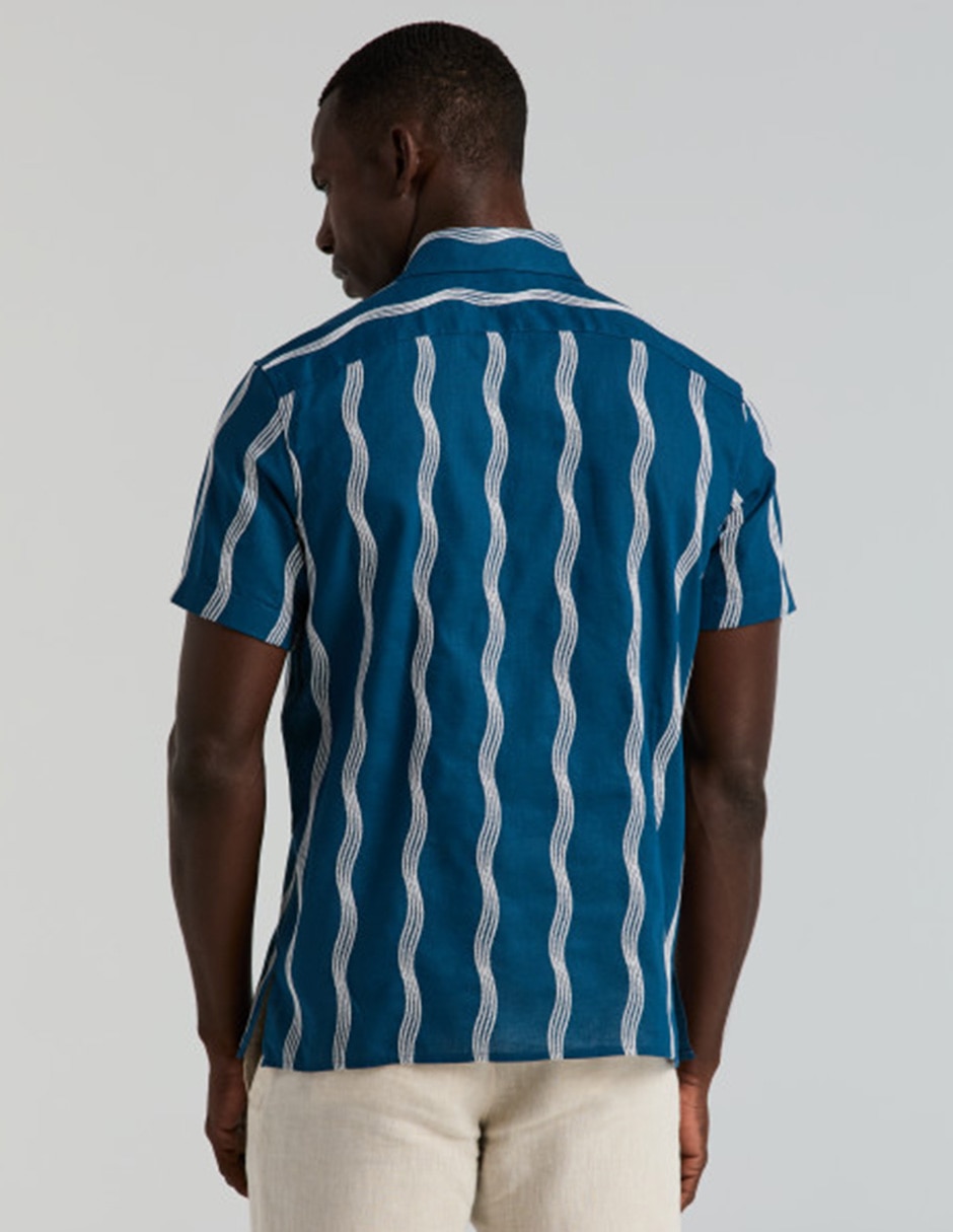 Camisa casual de lino manga corta para hombre 4