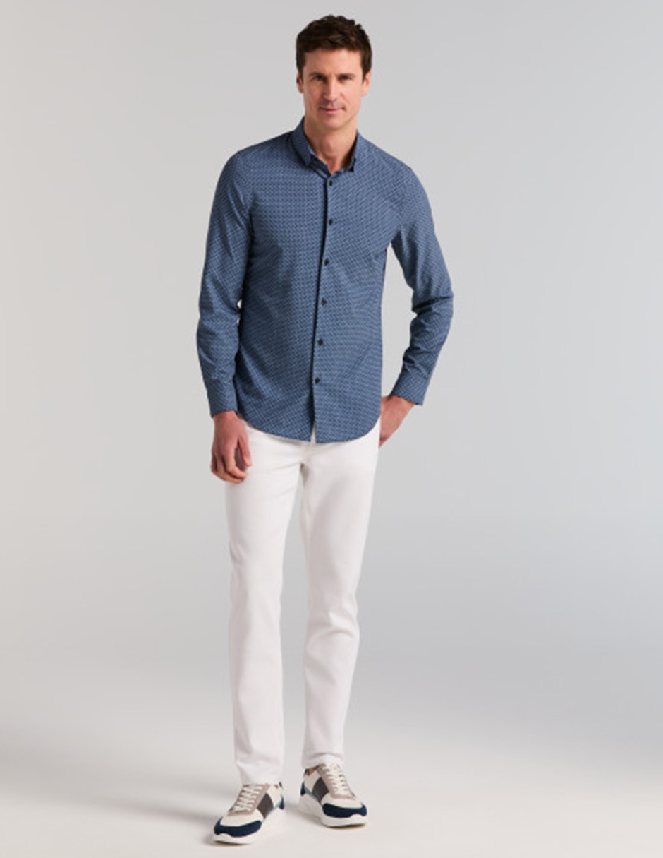 Camisa casual perry ellis manga larga para hombre