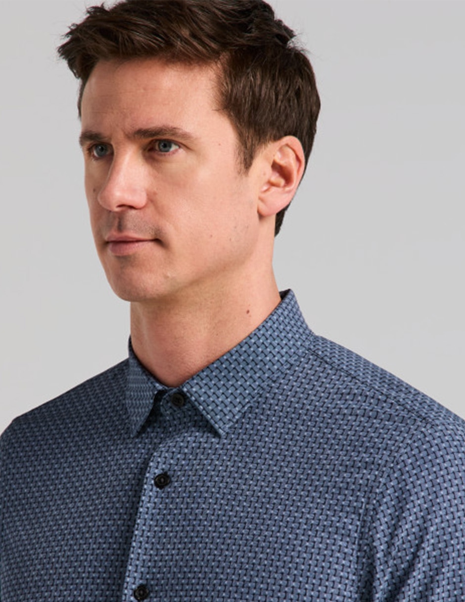 Camisa casual perry ellis manga larga para hombre