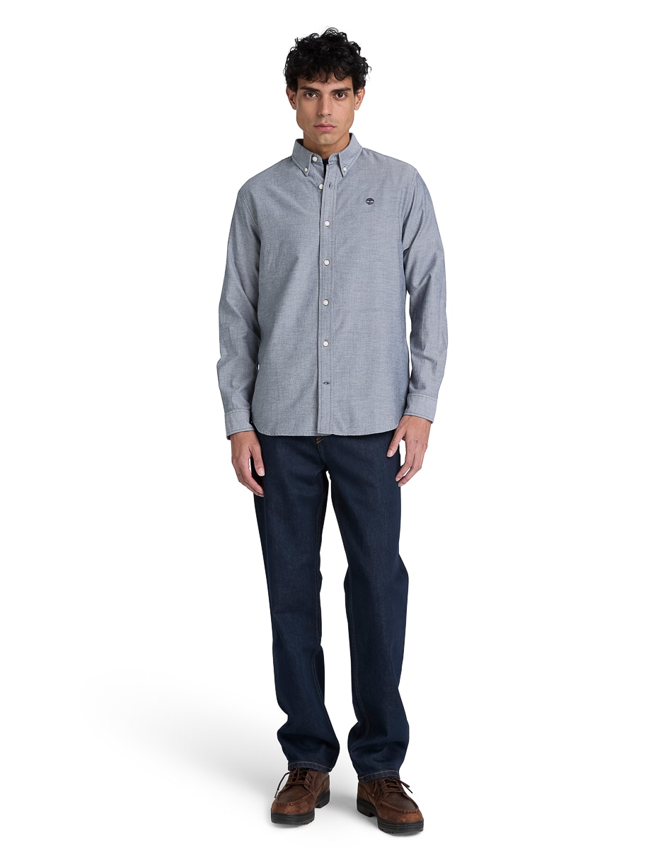 Camisa casual y poliéster manga larga para hombre 2