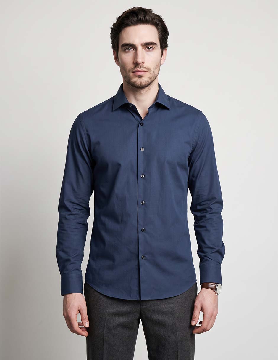 Camisa casual de algodón manga larga para hombre