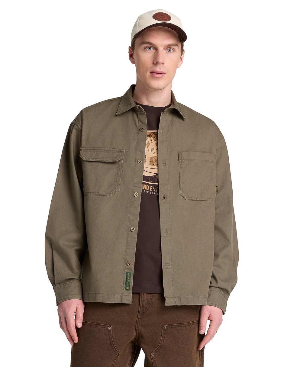 Sobrecamisa casual twill overshirt manga larga para hombre