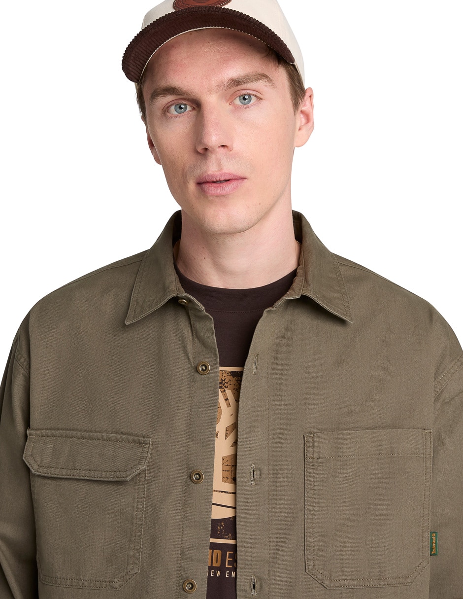 Sobrecamisa casual twill overshirt manga larga para hombre 5