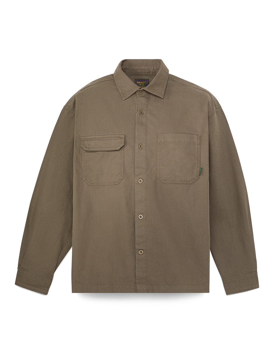 Sobrecamisa casual twill overshirt manga larga para hombre 3