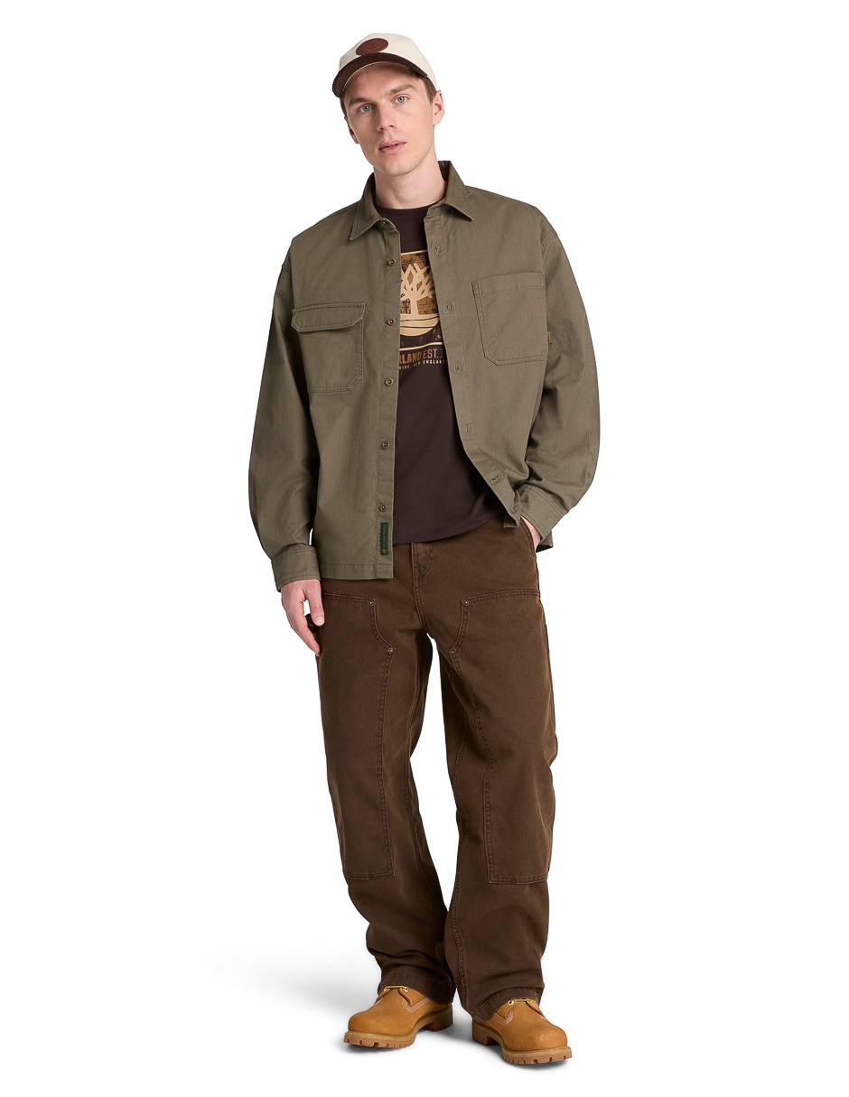 Sobrecamisa casual twill overshirt manga larga para hombre 2