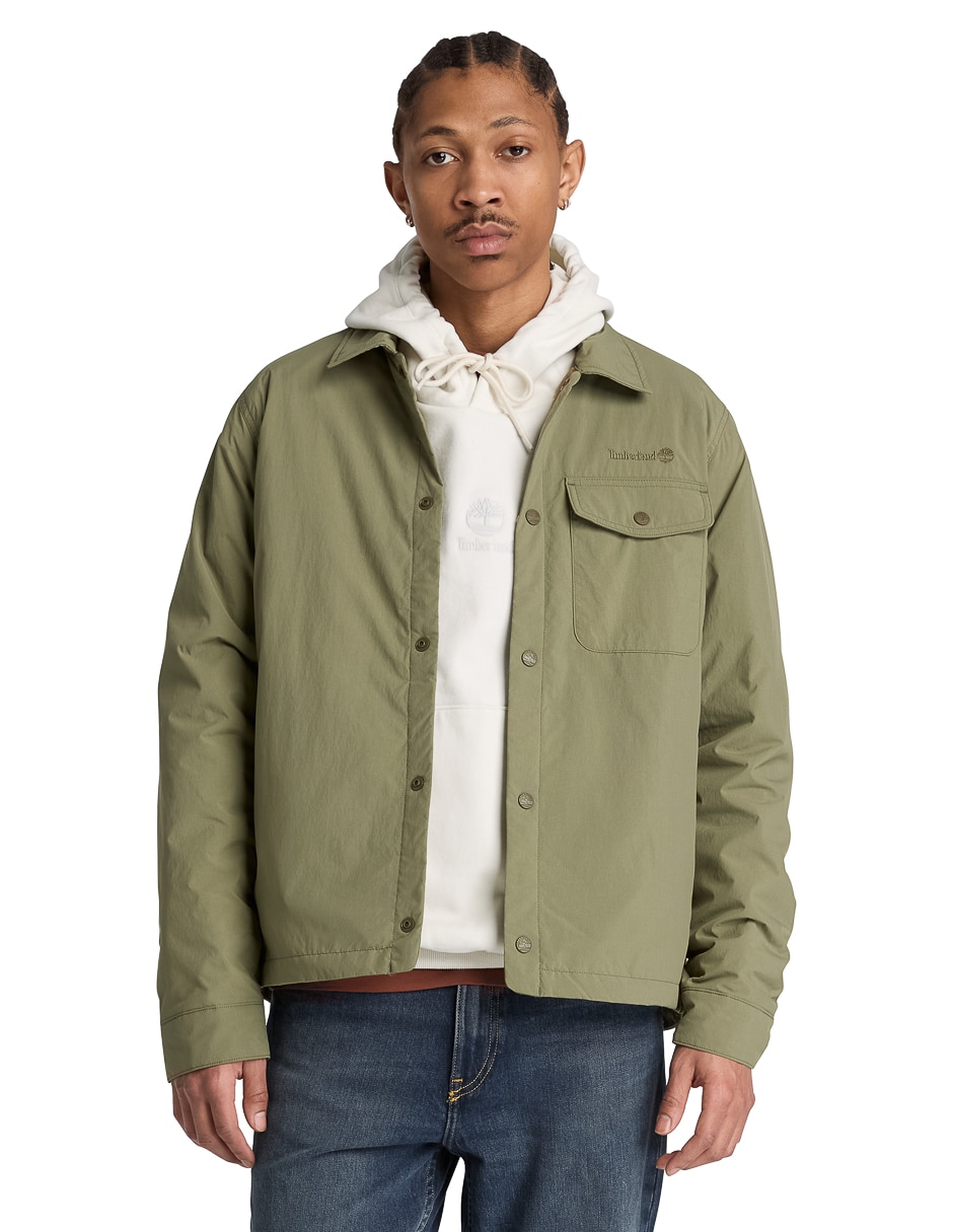 Chamarra casual Dwr Shacket con bolsillos para hombre